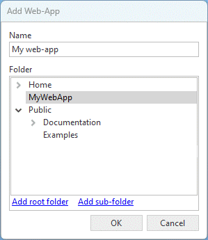 Add Web App Dialog