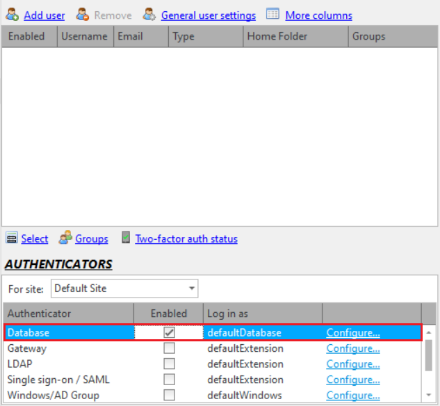 Database authentication