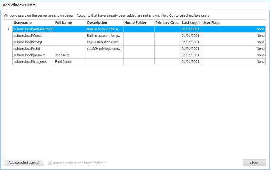 Windows User List