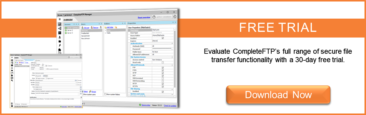 Test FTPS vs SFTP yourself with the CompleteFTP 30-day free trial